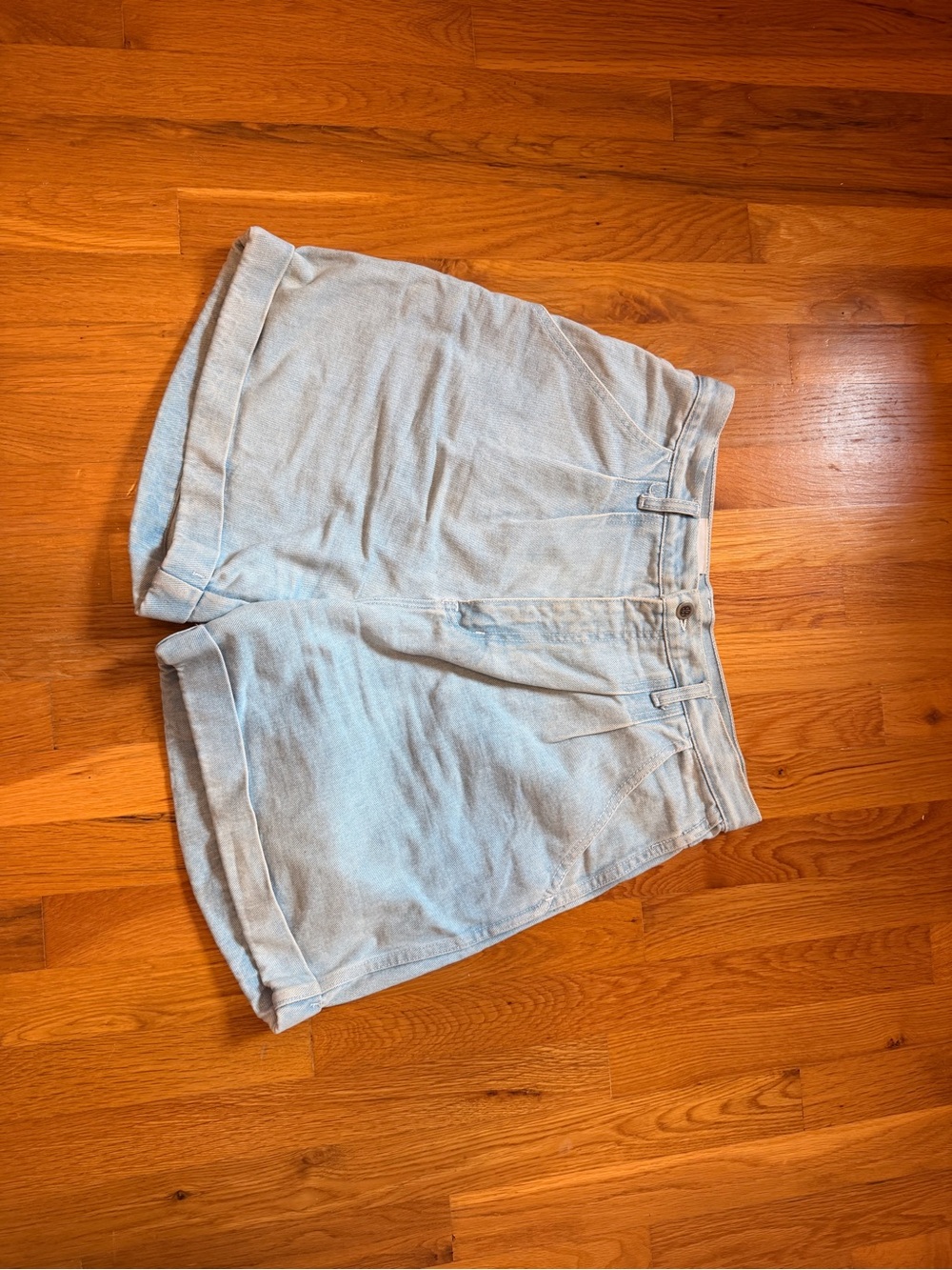 bill blass Light Blue High-Rise Rolled-Hem Shorts